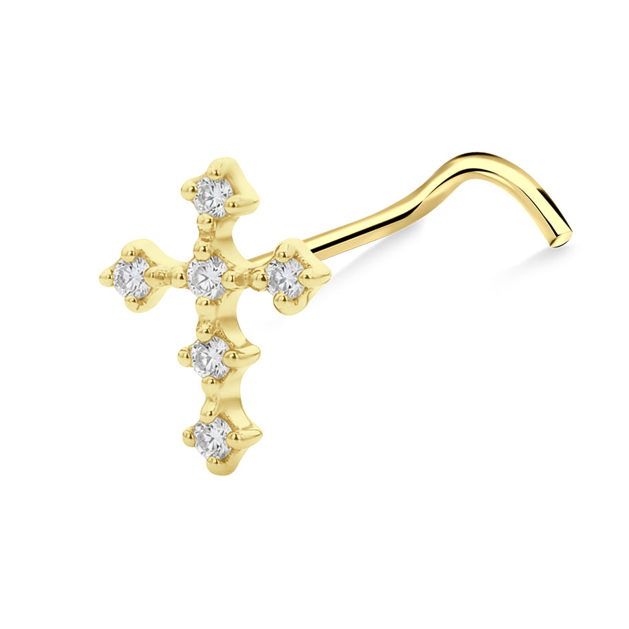 Lovely Cross CZ Curved Nose Stud NSKB-1924