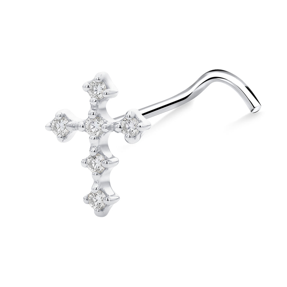 Lovely Cross CZ Curved Nose Stud NSKB-1924