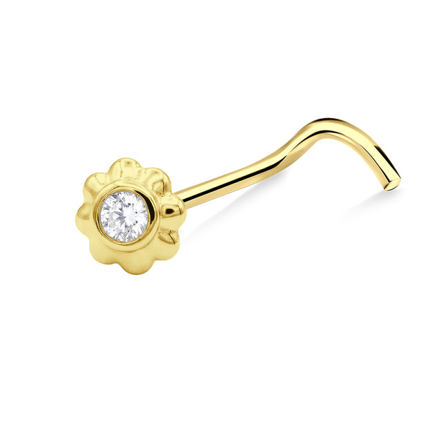 Flower Shaped Curved Nose Stud NSKB-1928
