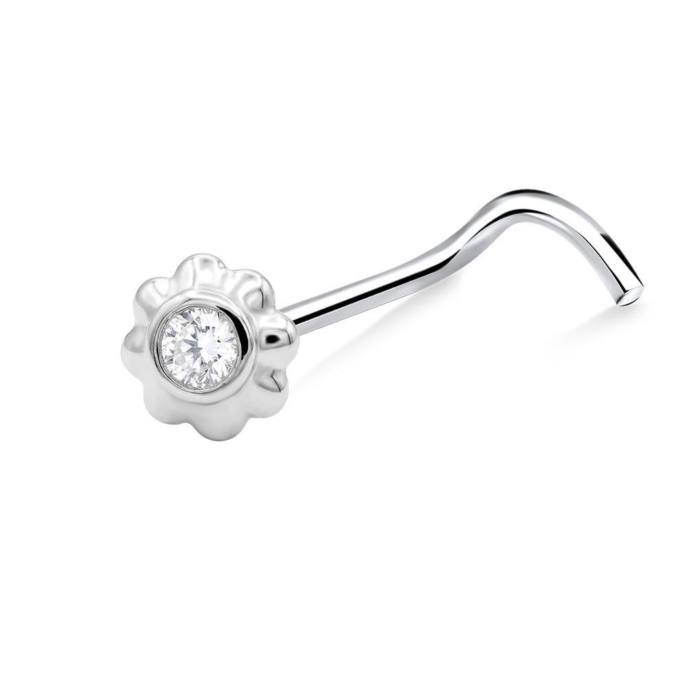 Flower Shaped Curved Nose Stud NSKB-1928