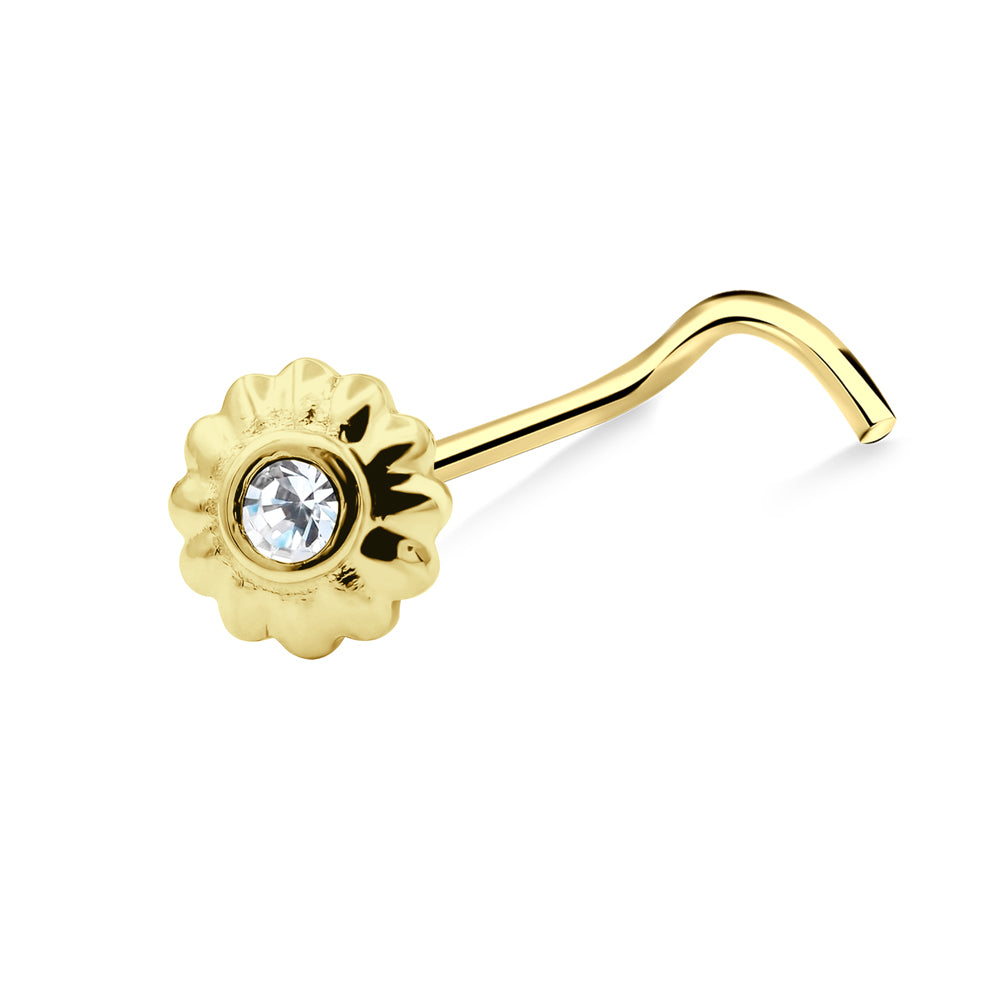 Flower Shaped Curved Nose Stud NSKB-1929