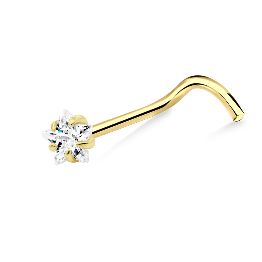 Prong Set Star Curved Nose Stud NSKB-1931