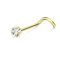 Prong Set Star Curved Nose Stud NSKB-1931