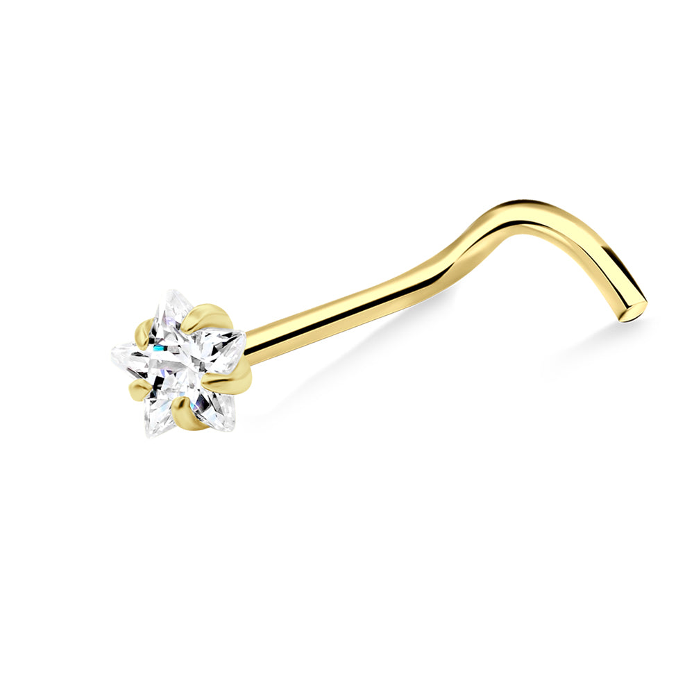 Prong Set Star Curved Nose Stud NSKB-1931