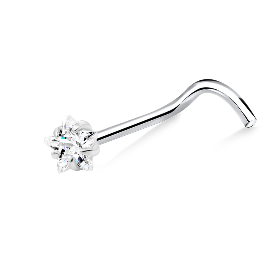 Prong Set Star Curved Nose Stud NSKB-1931