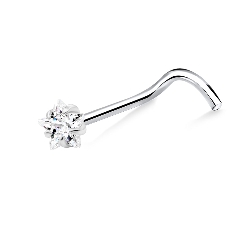 Prong Set Star Curved Nose Stud NSKB-1931