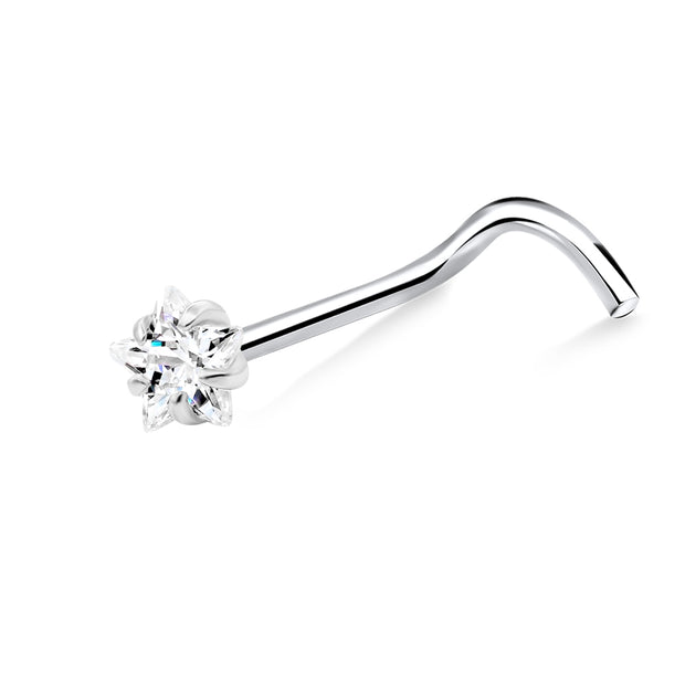 Prong Set Star Curved Nose Stud NSKB-1931