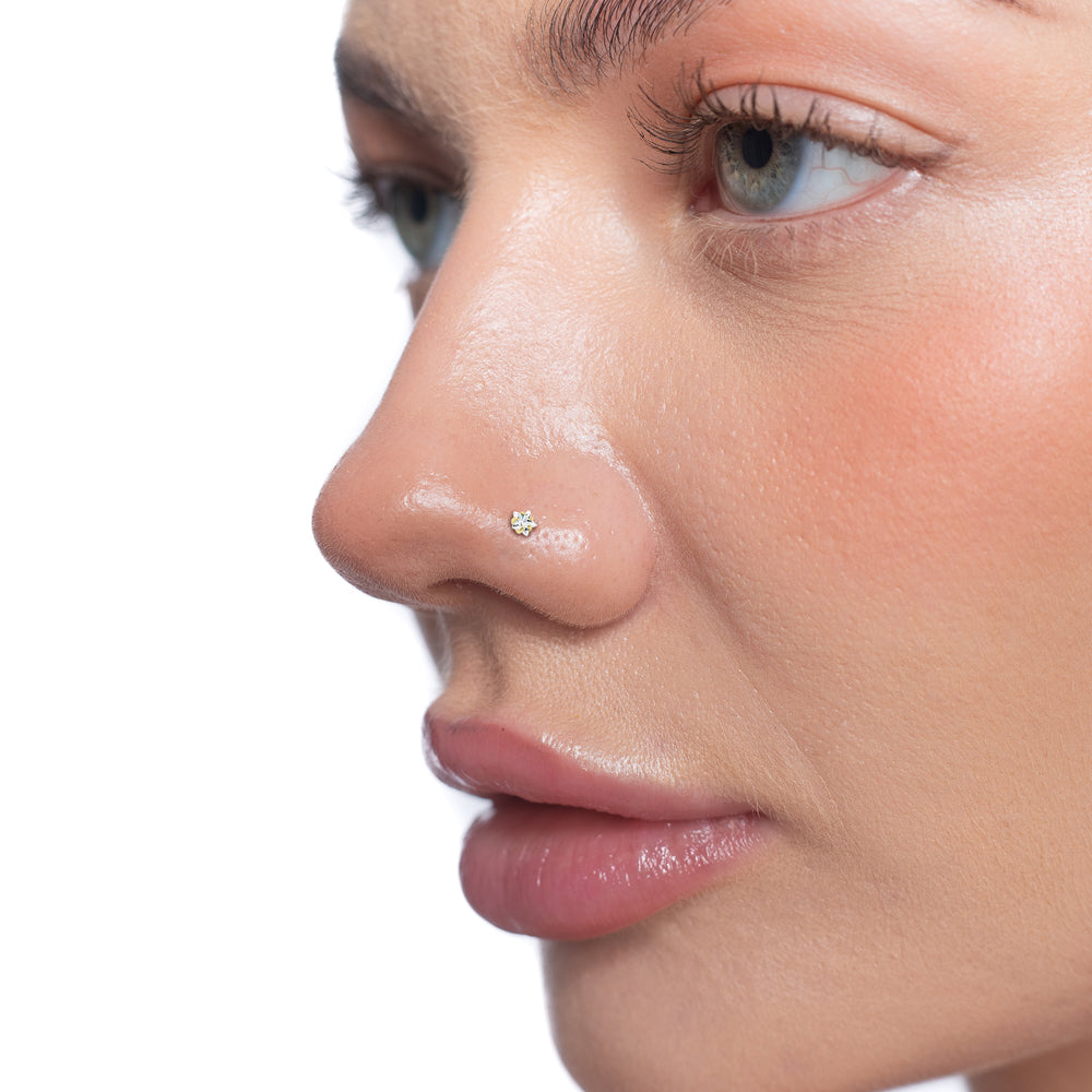 Prong Set Star Curved Nose Stud NSKB-1931