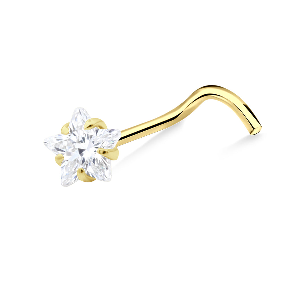 Shining Star CZ Curved Nose Stud NSKB-1935