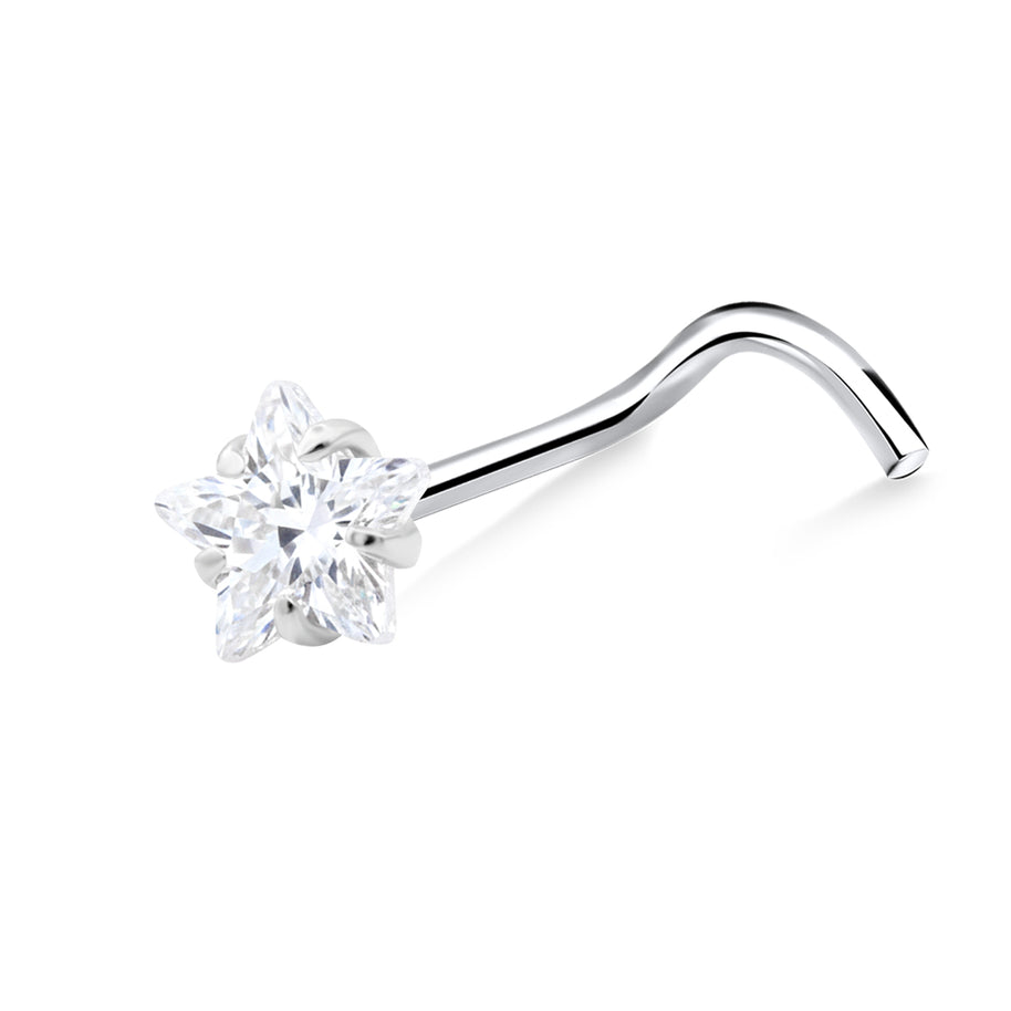 Shining Star CZ Curved Nose Stud NSKB-1935
