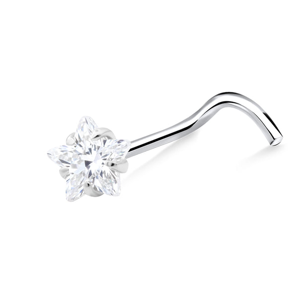 Shining Star CZ Curved Nose Stud NSKB-1935