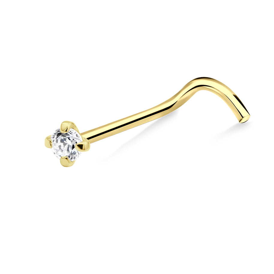Round Stone CZ Curved Nose Stud NSKB-1937