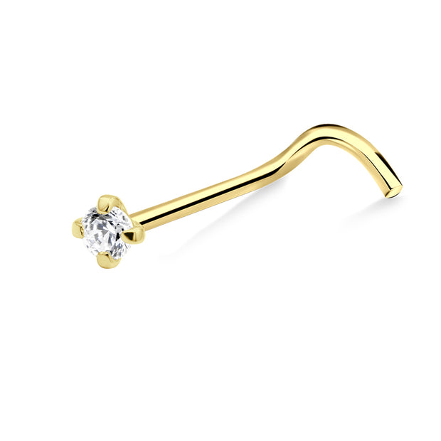 Round Stone CZ Curved Nose Stud NSKB-1937