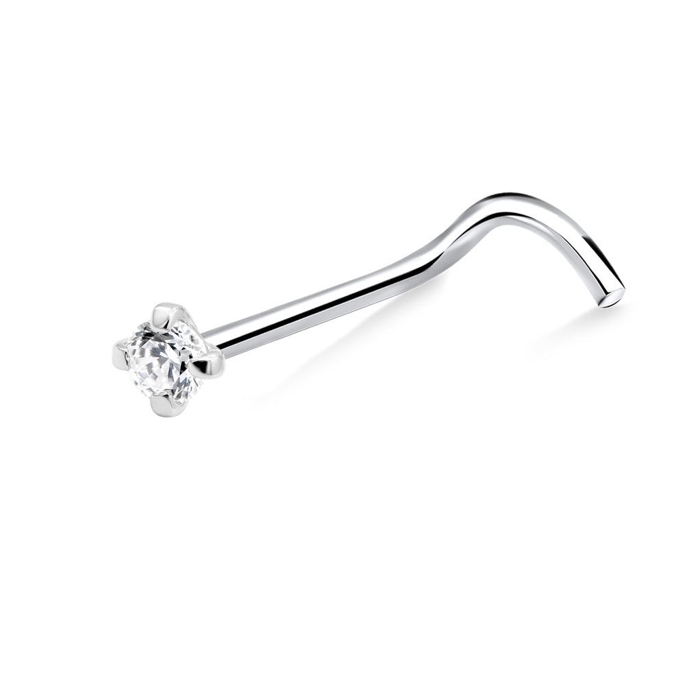 Round Stone CZ Curved Nose Stud NSKB-1937