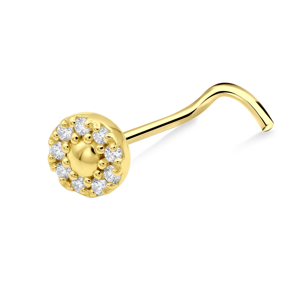 Round Shaped with CZ Curved Nose Stud NSKB-1940