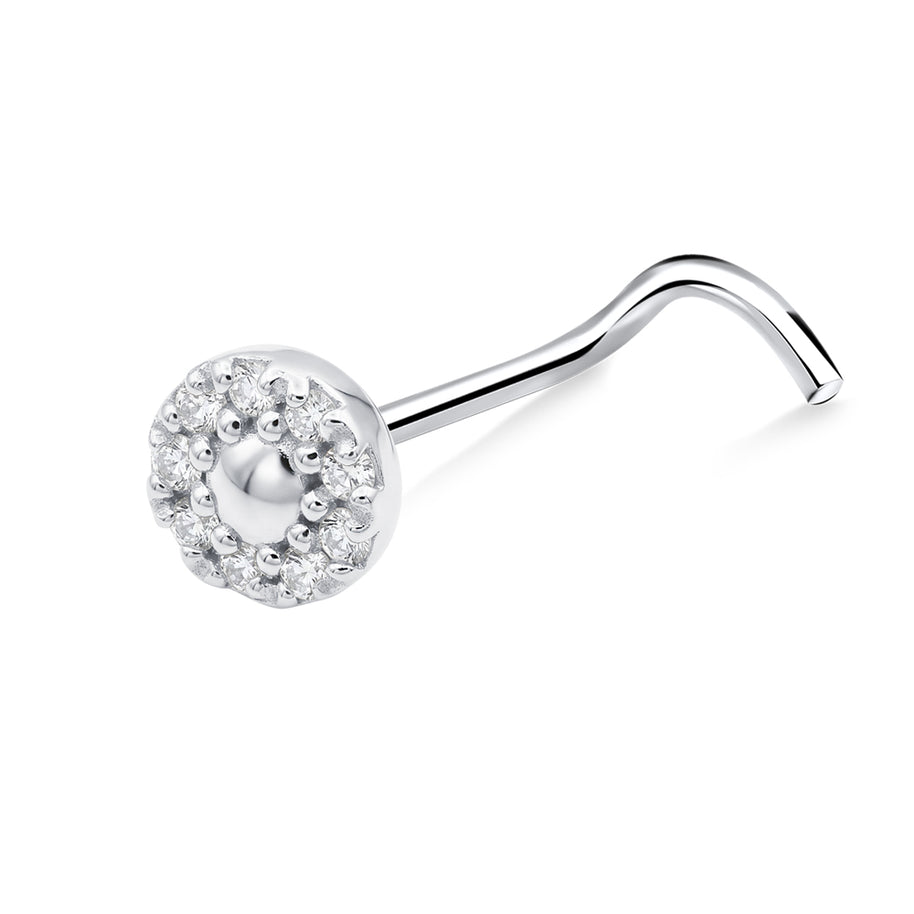 Round Shaped with CZ Curved Nose Stud NSKB-1940