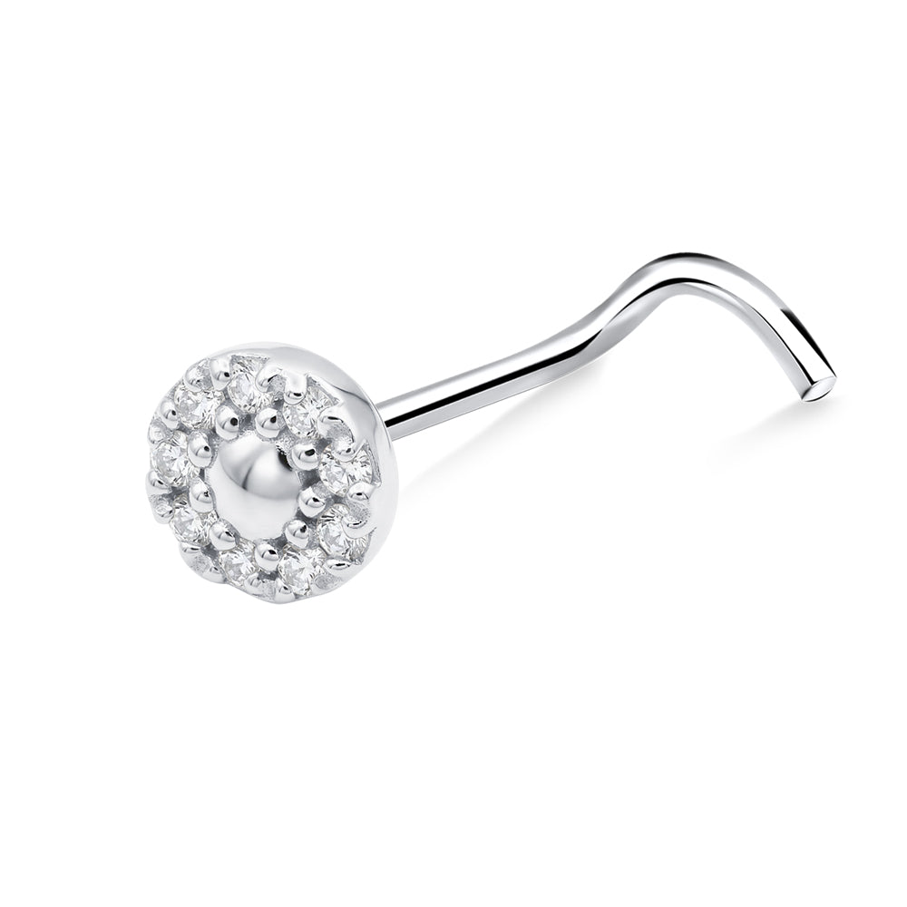 Round Shaped with CZ Curved Nose Stud NSKB-1940