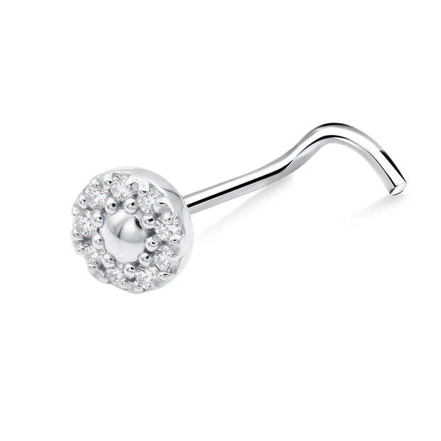 Round Shaped with CZ Curved Nose Stud NSKB-1940