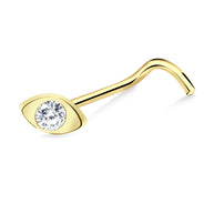 925 Eye Shaped Stone Set Curved Nose Stud NSKB-203N