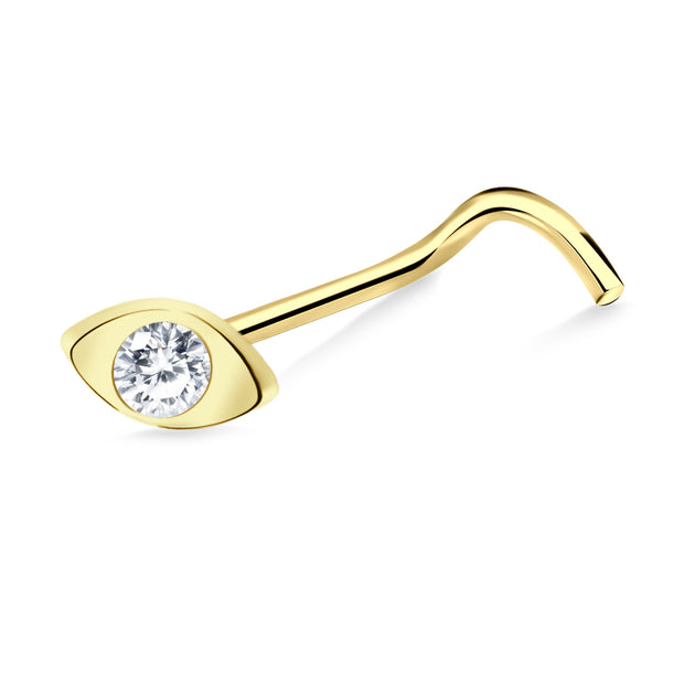 925 Eye Shaped Stone Set Curved Nose Stud NSKB-203N