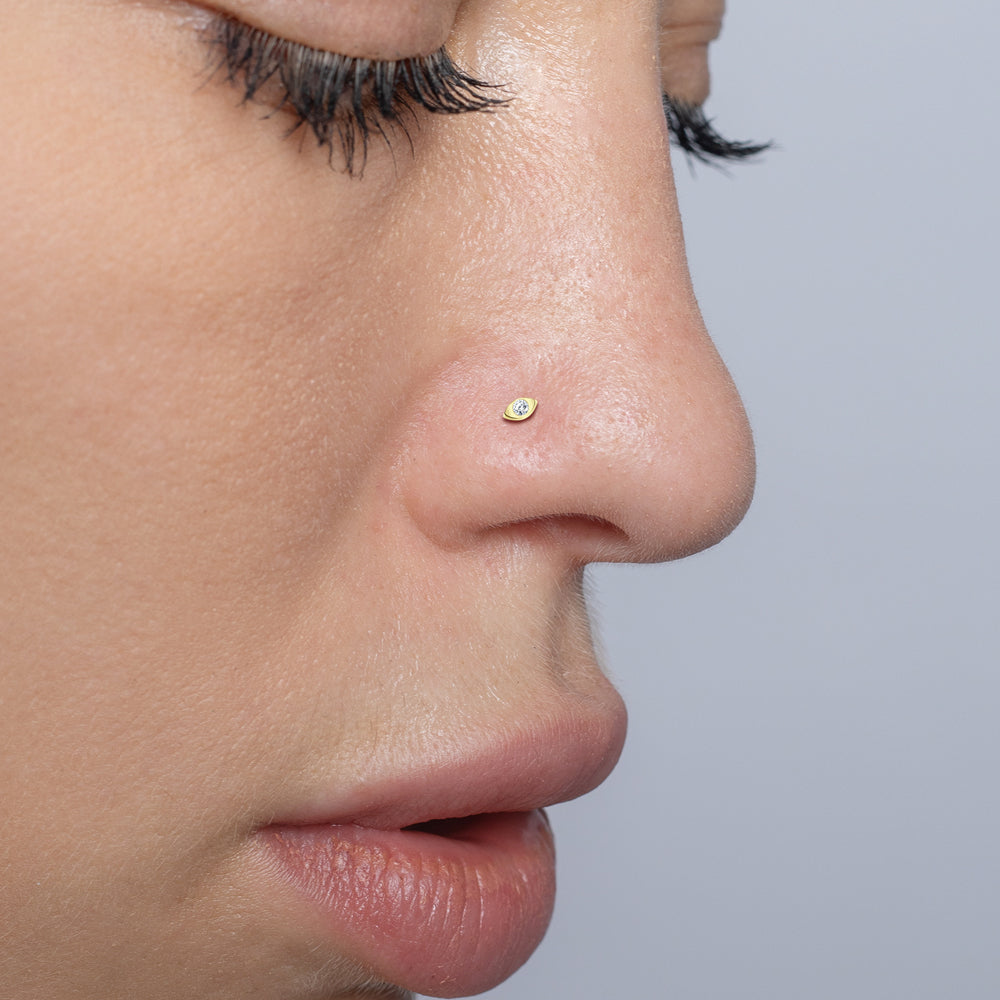 925 Eye Shaped Stone Set Curved Nose Stud NSKB-203N