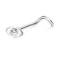 925 Eye Shaped Stone Set Curved Nose Stud NSKB-203N