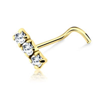 925 Tri Stone Curved Nose Stud NSKB-831