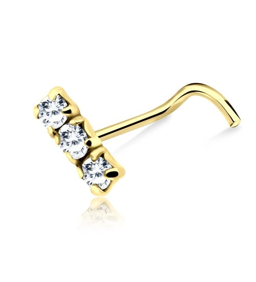 925 Tri Stone Curved Nose Stud NSKB-831