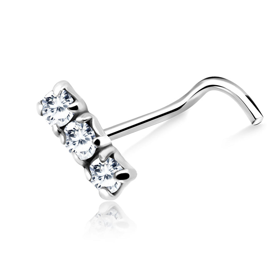 925 Tri Stone Curved Nose Stud NSKB-831