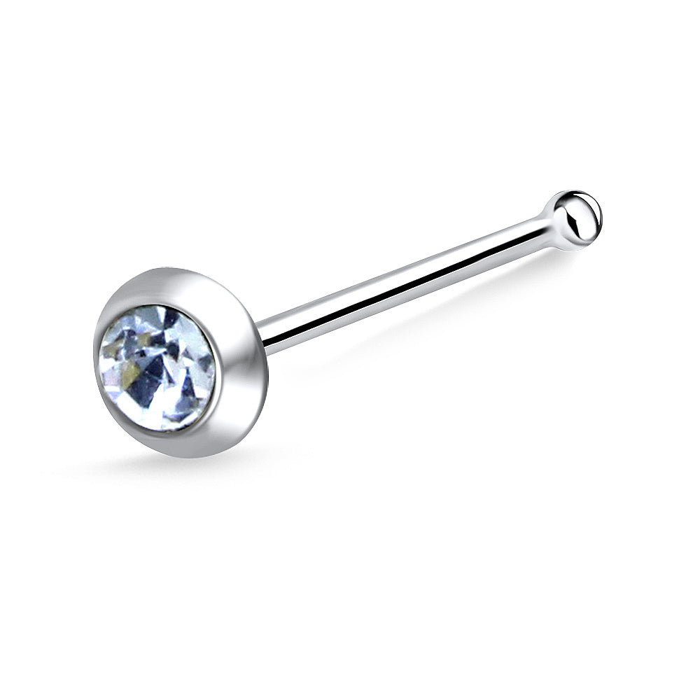 Stone Set Silver Bone Nose Stud NSKD-826