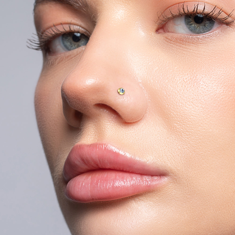 Stone Set Silver Bone Nose Stud NSKD-826