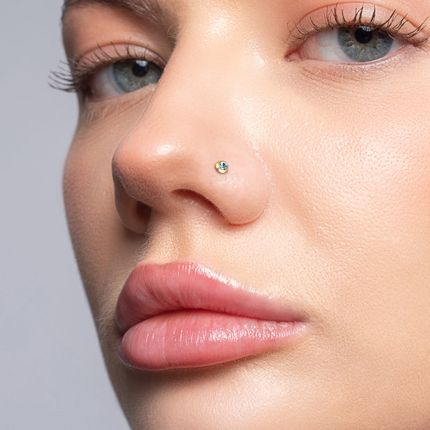 Stone Set Silver Bone Nose Stud NSKD-826