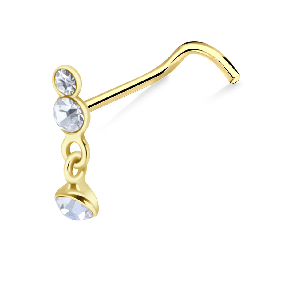 Dazzling Duo Dangle Curved Nose Stud NSKZ-1742