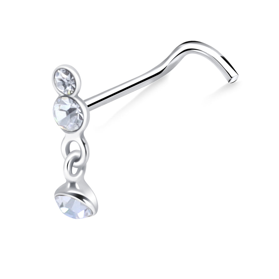 Dazzling Duo Dangle Curved Nose Stud NSKZ-1742