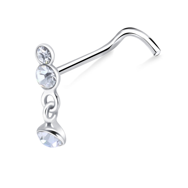 Dazzling Duo Dangle Curved Nose Stud NSKZ-1742