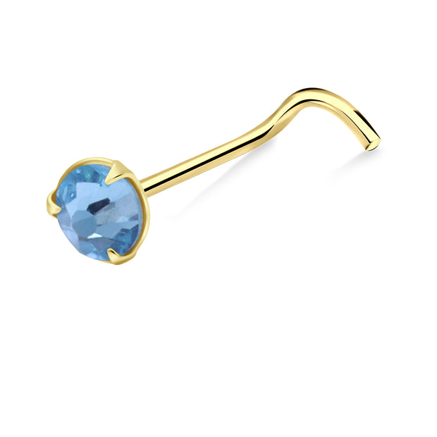 Aqua Blue Solitaire Nose Stud NSKZ-1763