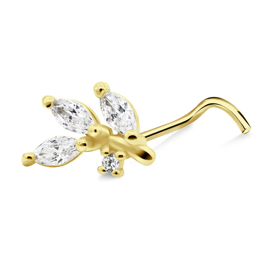 Fine Crystal Leaf Cluster Silver Nose Stud NSKZ-1877