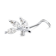 Fine Crystal Leaf Cluster Silver Nose Stud NSKZ-1877