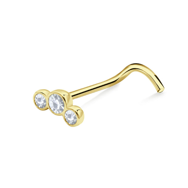 Triple Bezel Crysatl Nose Stud NSKZ-1898