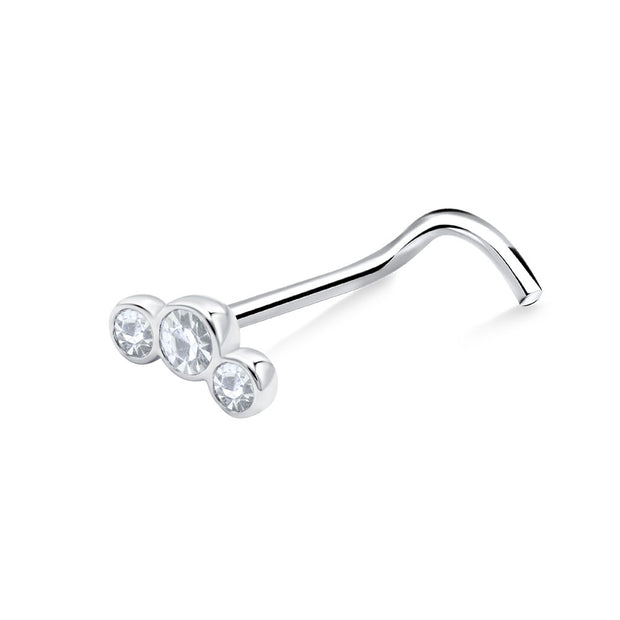 Triple Bezel Crysatl Nose Stud NSKZ-1898