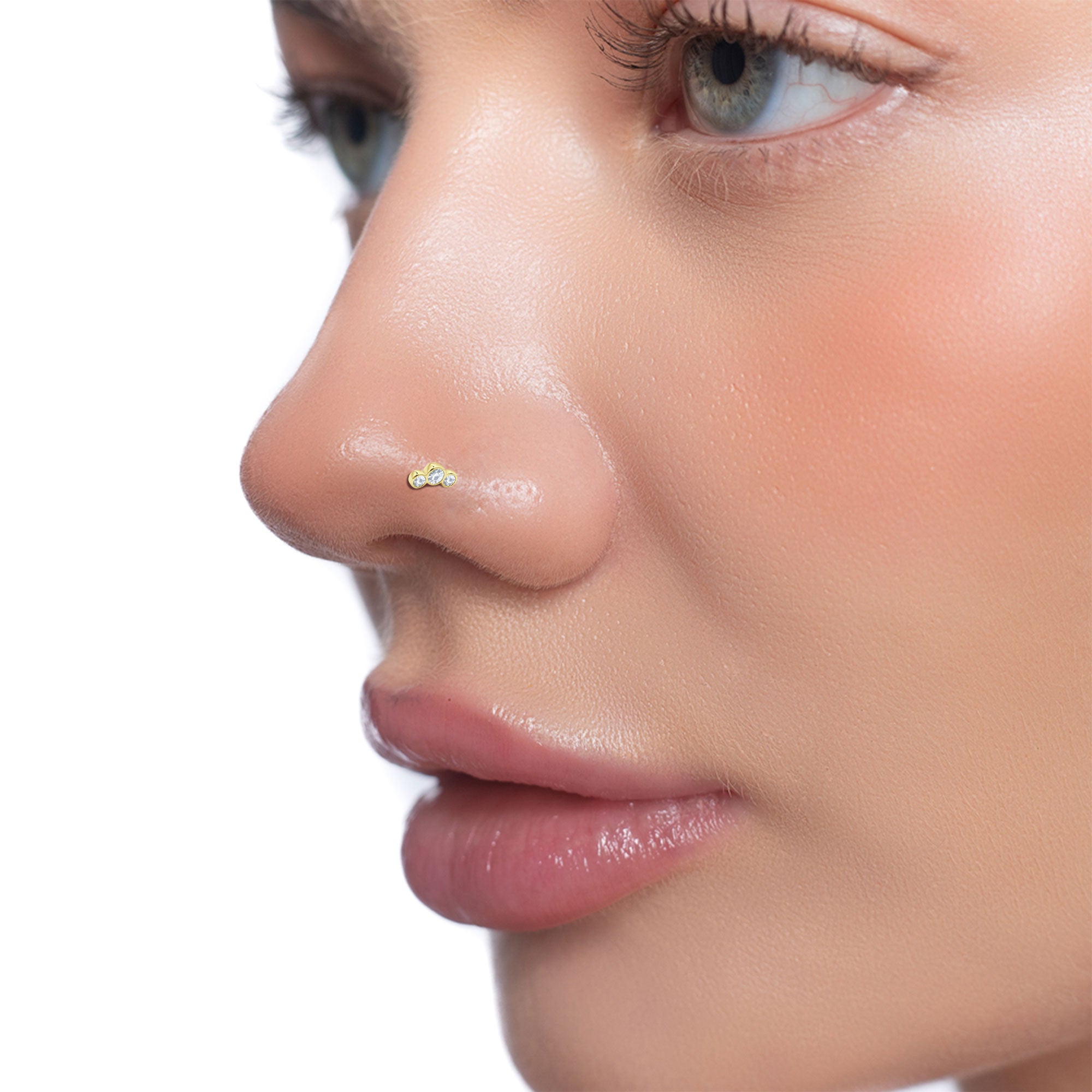 Triple Bezel Crysatl Nose Stud NSKZ-1898