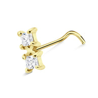Dual Princess-Cut Crystal Nose Stud NSKZ-1905
