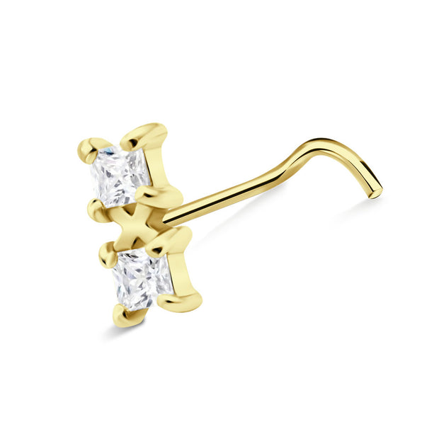 Dual Princess-Cut Crystal Nose Stud NSKZ-1905
