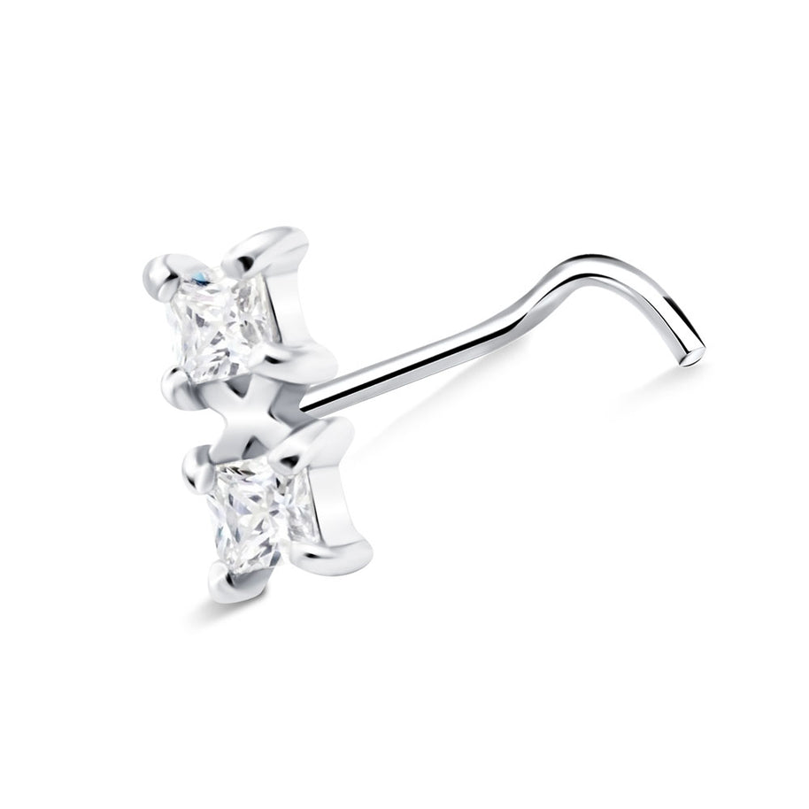 Dual Princess-Cut Crystal Nose Stud NSKZ-1905