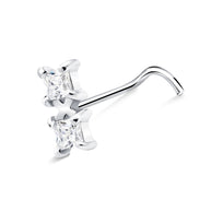 Dual Princess-Cut Crystal Nose Stud NSKZ-1905