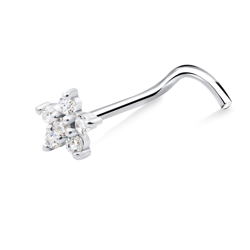Beautiful Flower Curved Nose Stud NSKZ-1944