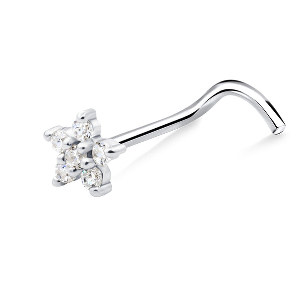 Beautiful Flower Curved Nose Stud NSKZ-1944