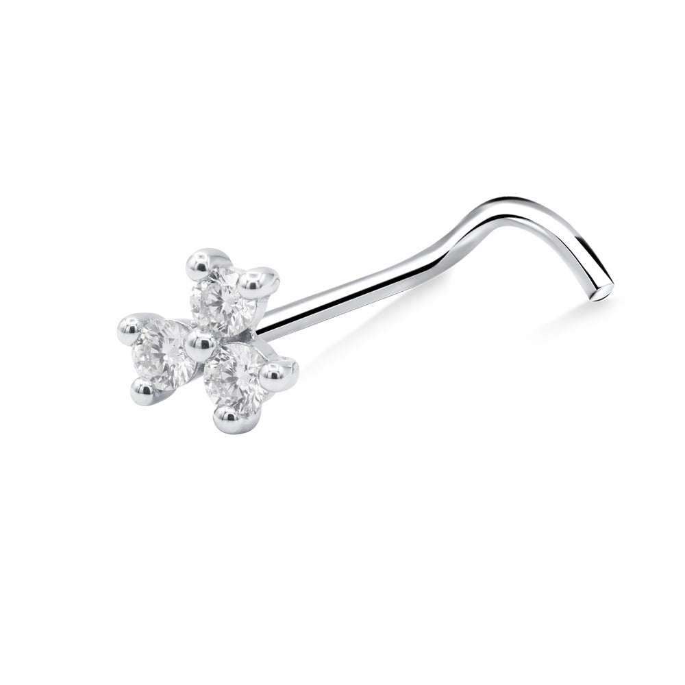 Cute Flower CZ Curved Nose Stud NSKZ-1950