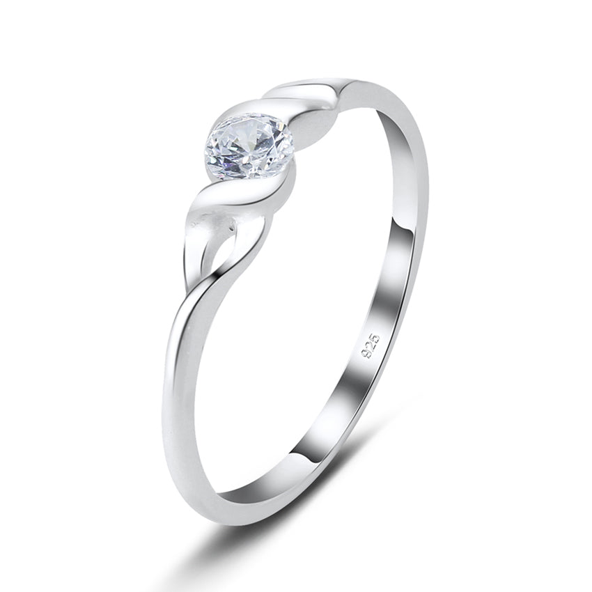 Spiral CZ Silver Ring NSR-2405