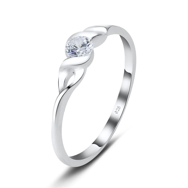 Spiral CZ Silver Ring NSR-2405